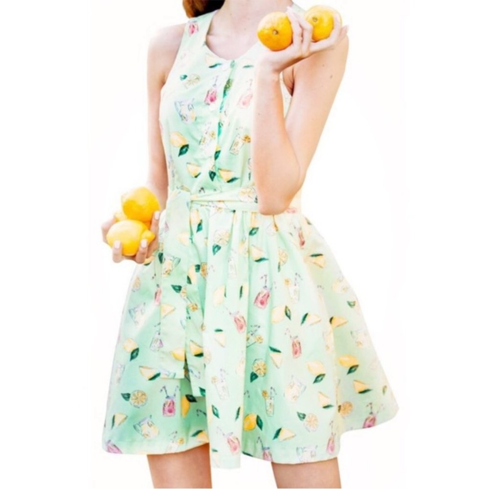 Kiel James Patrick Lemon Print Mini Dress - Mint